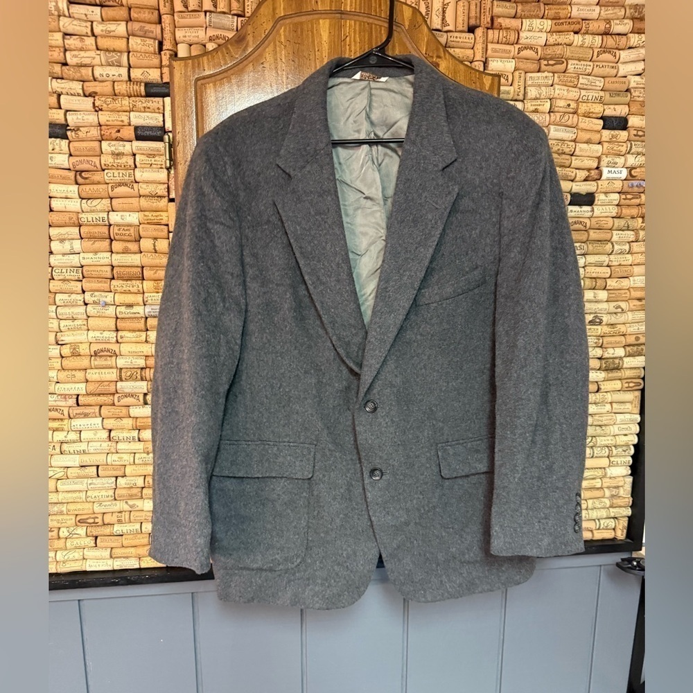 VTG 80s Avante Garde Cashmere blend blazer grey size 46R 2 button